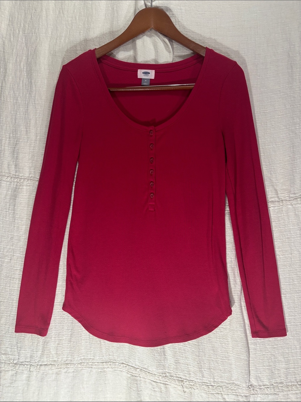 Old Navy Berry Ribbed Long-Sleeve Henley Size Medium Y2K Bella Swan Style
